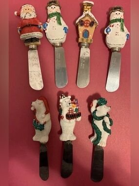 Cheese Knives Appetizer Lot, Christmas